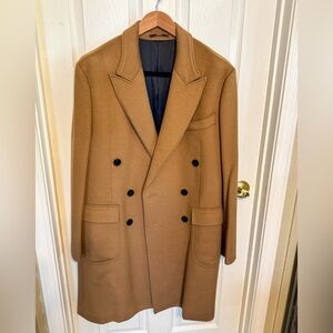 Men's Tan Double-Breasted Coat. Spier & Mackay Camel Hair Polo Coat size 44R